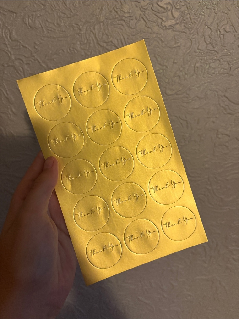 Gold "Thank You" Circle Sticker Sheet - Home Design